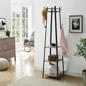 Cuier tip pom cu rafturi Model Newton, Bej/Negru, 43x43x180 cm