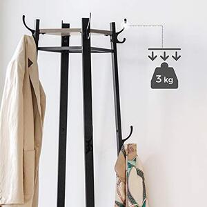 Cuier tip pom cu rafturi Model Newton, Bej/Negru, 43x43x180 cm
