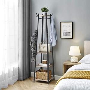 Cuier tip pom cu rafturi Model Newton, Bej/Negru, 43x43x180 cm