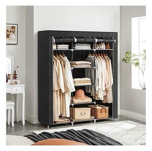 Dulap haine textil Model Sutton, Gri, 150x45x175 cm