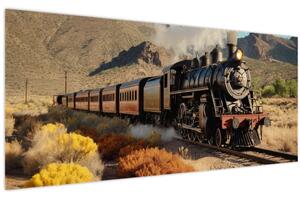 Tablou - Locomotivă cu aburi (120x50 cm)