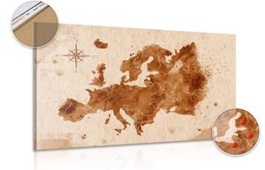 Tablou pe plută retro harta Europei