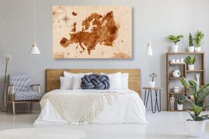 Tablou pe plută retro harta Europei