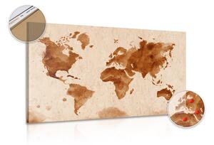 Tablou pe plută harta lumii în design retro