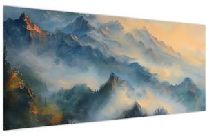 Tablou - Peisaj montan pictat (120x50 cm)