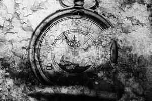 Tablou ceasuri antice în design alb-negru
