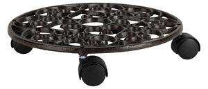 Suport pentru ghiveci cu roti, din fonta, D31.5 cm, Rhodonea Brown