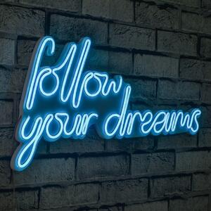 Decoratiune luminoasa LED de perete Follow Your Dreams Albastru 60x32x2 cm