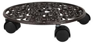 Suport pentru ghiveci cu roti, din fonta, D27 cm, Rhodonea Brown