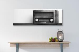 Tablou retro radio în design alb-negru