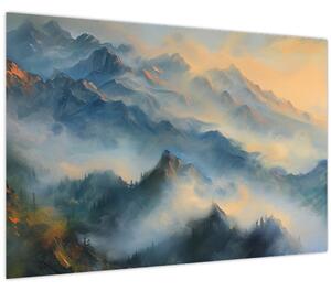 Tablou - Peisaj montan pictat (90x60 cm)