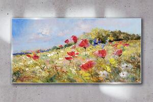 Tablou sticla Peisaj de flori de abstractizare