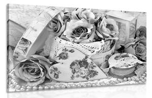 Tablou stilul vintage romantic în design alb-negru