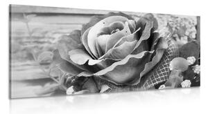 Tablou trandafir vintage elegant în design alb-negru