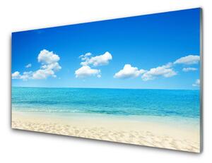 Panou sticla bucatarie Sea Beach Peisaj Alb Albastru