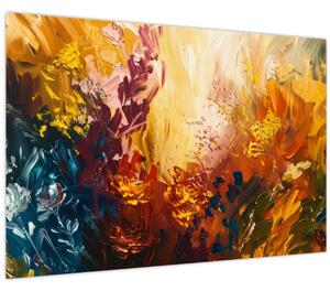Tablou - pictură abstractă de flori (90x60 cm)