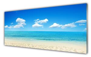 Tablou pe sticla Sea Beach Peisaj Alb Albastru