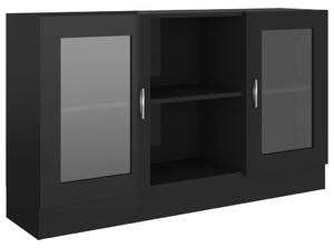 Dulap cu vitrină, negru extralucios, 120 x 30,5 x 70 cm, PAL
