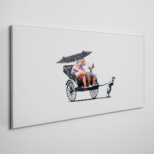 Tablou canvas Banksy Rickshaw White