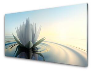 Panou sticla bucatarie Water Flower Art White Albastru
