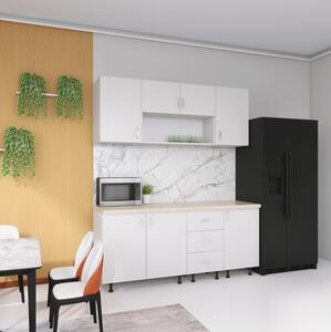 Bucatarie 160cm Lili , Culoare ALB, Material PAL 18mm, Blat Termorezistent 2.8 cm