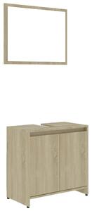 Set mobilier de baie, 4 piese, stejar Sonoma, lemn prelucrat