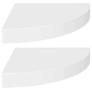 Rafturi colțar de perete, 2 buc., alb, 25 x 25 x 3,8 cm, MDF
