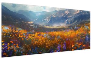 Tablou - Peisaj montan pictat II. (120x50 cm)