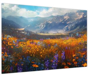 Tablou - Peisaj montan pictat II. (90x60 cm)