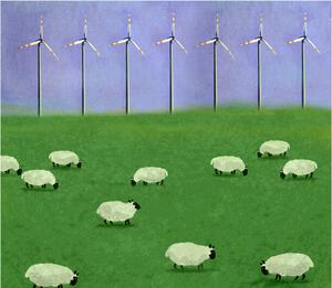 Ilustrație Illustration of flock of sheep grazing, Westend61, (40 x 35 cm)