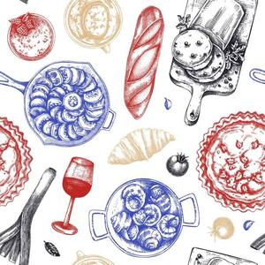 Ilustrație French food seamless pattern, Ievgeniia Lytvynovych