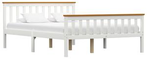 Cadru de pat cu 4 sertare, alb, 140 x 200 cm, lemn masiv de pin
