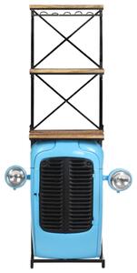 Dulap vin tractor, albastru, 49x31x170 cm, lemn masiv mango