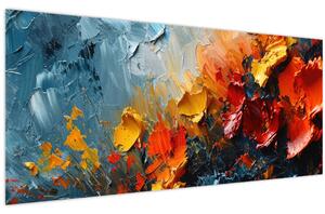 Tablou - Pictură abstractă de flori III. (120x50 cm)