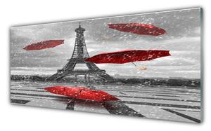 Panou sticla bucatarie Turnul Eiffel Umbrela Arhitectura Gri Roșu
