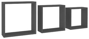 Rafturi cub de perete, 3 buc., negru, MDF