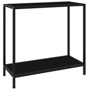Masă consolă, negru, 80 x 35 x 75 cm, sticlă securizată