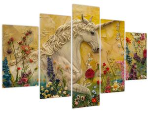 Tablou - Unicorn cu flori (150x105 cm)