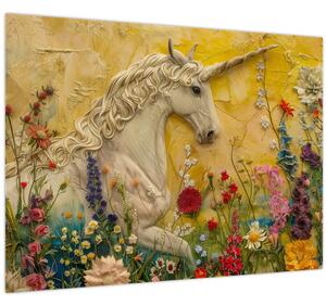 Tablou - Unicorn cu flori (70x50 cm)
