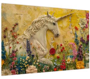 Tablou - Unicorn cu flori (90x60 cm)
