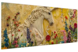 Tablou - Unicorn cu flori (120x50 cm)