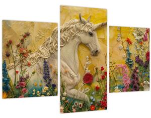 Tablou - Unicorn cu flori (90x60 cm)