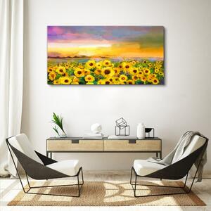 Tablou canvas Flori galbene de apus de soare