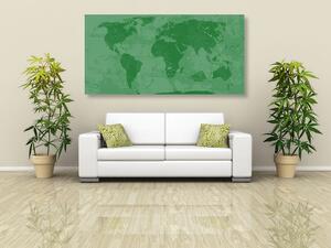 Tablou pe plută harta lumii rustică în culoare verde
