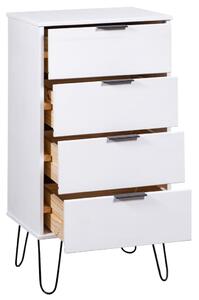 Comodă cu sertare, alb, 45x39,5x90,3 cm, lemn masiv de pin