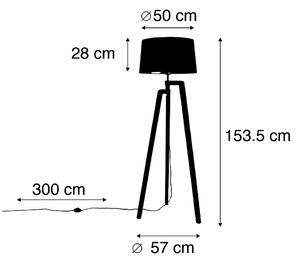Lampă de podea inteligentă trepied cu abajur negru cu auriu 50 cm inclusiv Wif A60 - Puros