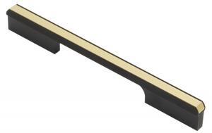 Maner metalic pentru mobilier, model MONUS, stil modern/minimalist, distanta dintre gauri: 128 | 160 | 320 | 960 mm, finisaj negru/auriu periat