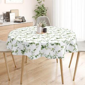 Goldea față de masă decorativă loneta - frunze de eucalipt - rotundă Ø 110 cm