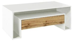 Masuta cafea DAWSON, alb/stejar wotan, PAL melaminat, 110x58x43 cm