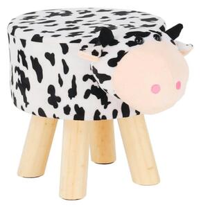 Taburet MOLLY, alb/negru, material textil/lemn, 47x28x31 cm
